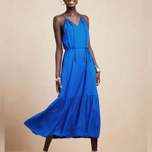 NWT Banana Republic Halter Maxi Dress in Blue Corsica XXS